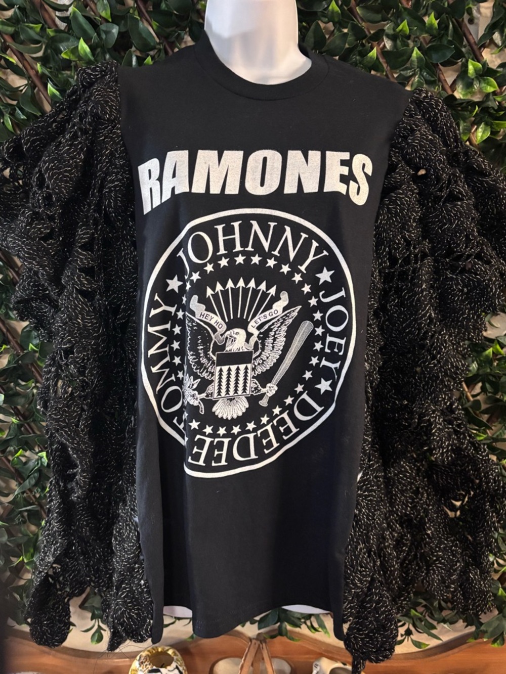 UPCYCLED one of a kind, THE RAMONES Punk Music Poncho T Shirt